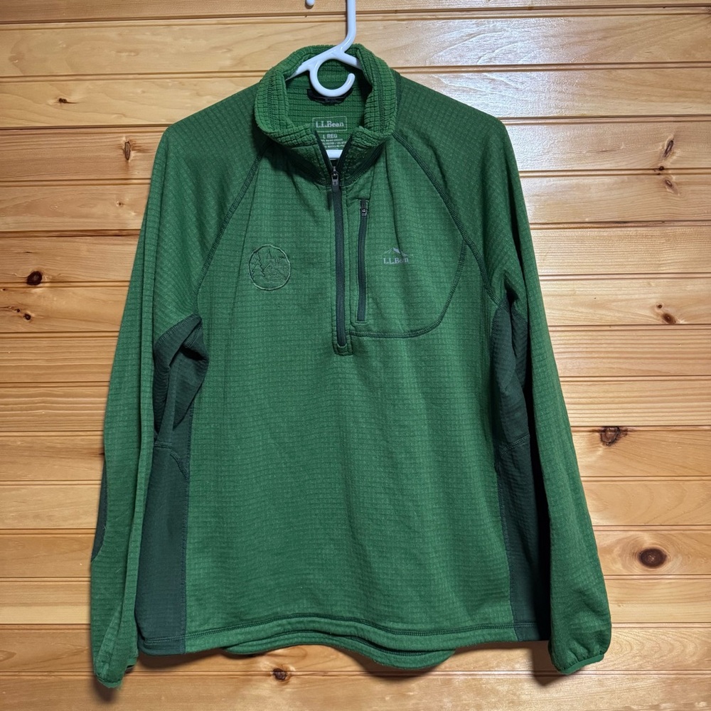 L.L. Bean Sweater Green Pullover Sweatshirt Raglan Jumper Waffle Pattern Men’s L